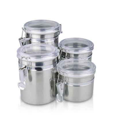 China Multiuse Durable Airtight Seal Bail Leakproof Spice Bottles Canister Stainless Steel Spice Storage Jars With Airtight for sale