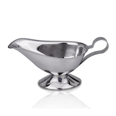 China Sustainable Kitchen Table Ware Personalized Stainless Steel Sauce Boat Silver Gravy Boat for sale