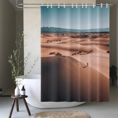 China Sustainable Hot Selling Different Colors Of African American Desert Printed Bath Shower Curtains for sale