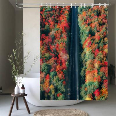 China Amazon Sustainable Hot Sale Fast Delivery Waterproof Printed Polyester Custom Shower Curtain for sale