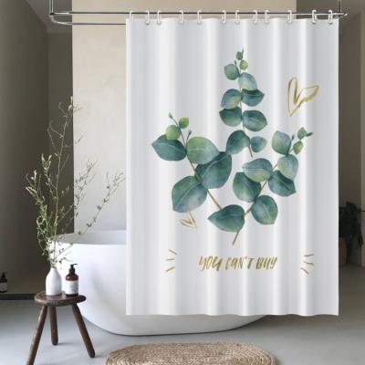 China Hot Sustainable Plants Custom Classic Letter Printed Waterproof Shower Curtain 180x180 Cm for sale