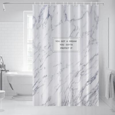 China Sustainable Custom Simple Marble Letter 3d Printed Waterproof Bath Shower Curtain 72x72 Inches for sale