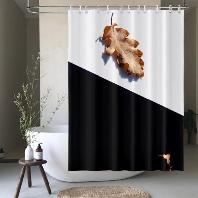 China Sustainable Manufacturer 3D Digital Printing Polyester Bathroom Hookless Shower Curtain 180x180cm for sale