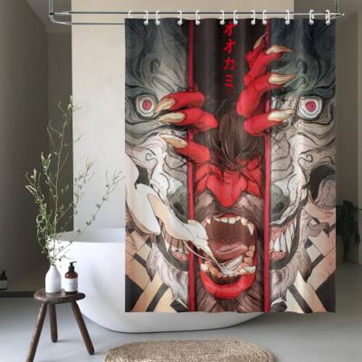 China Polular Sustainable Japanese Anime Style Circle Pattern Polyester Shower Curtain For Kid for sale