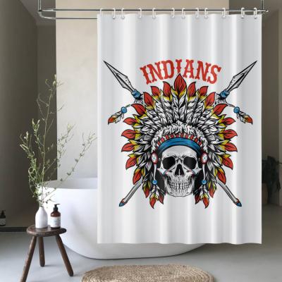 China Sustainable Indian Tribe Chief Feather Printed Waterproof Bathroom Shower Curtain 180x180 Cm for sale