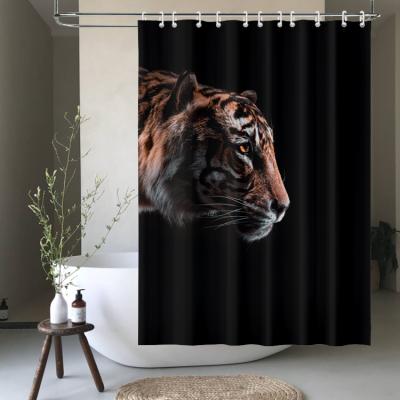 China Sustainable Fashion 3d Printing Bathroom African Wild Animal Tiger Printed Shower Curtain for sale