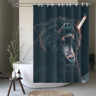 China Sustainable Custom Wild Animal Bear Printed Polyester 3d Shower Curtain Window for sale