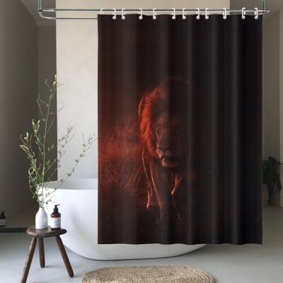 China Wild Lion 3d Bathroom Shower Curtains 180x180cm Sustainable Custom Polyester Anti Mold for sale