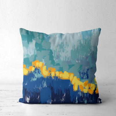 China New Modern Design Anti-static 3d Oil Painting Printed Pom Poms Throw Cushion Cover for sale