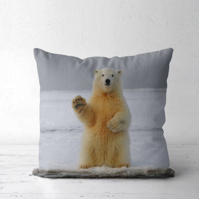 China Custom Home Animal Design Anti-Static Logo 45X45cm Decor Polar Bear Sofa Cushion Cover for sale