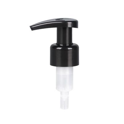 China Non Spill Low Moq Low Moq Price ABS Curly Minimalist 28 Lotion Pump Plastic Matt Black Collar Lotion Pump for sale