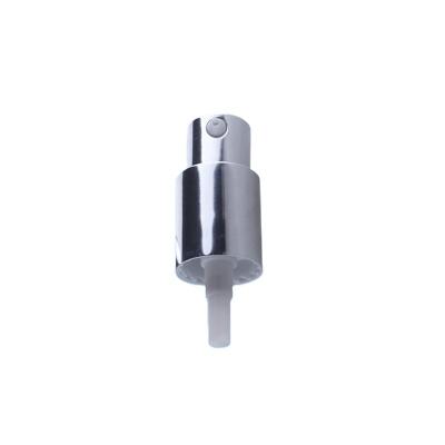 China Spill No 18/415 Hot Selling Shiny Silver Aluminum Screw Lotion Pump For 18mm Essential Oil Cream Bottle for sale