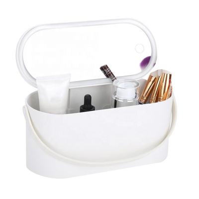 China Fashion Hot Selling High Quality Folding Lighting Small Portable Led Mirror USB Rechargeable Cosmetic Makeup Mirror Box for sale