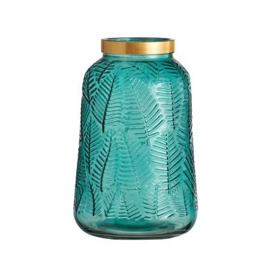 China European Style Glass Vase Maple Leaf Minimalist Vase Wholesale Home Decoration for sale