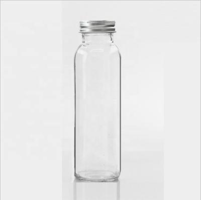 China Viable French Square Cold Pressed Juice Bottle 250ml 300ml 500ml Clear Glass Bottles With Screw Cap for sale