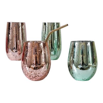 China New Classic / Postmodern Starry Gold Plated Stemless Tumbler Red Wine Glasses for sale