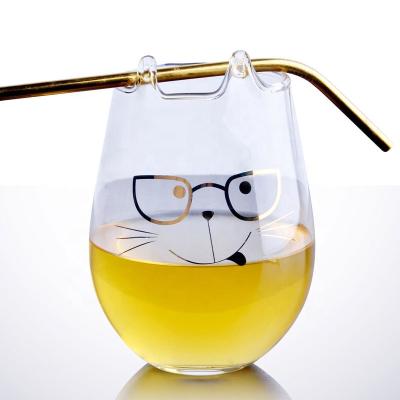 China New Classic/Postmodern Creative Unique Stemless Tumbler Design Cat's Ear Red Wine Glass for sale