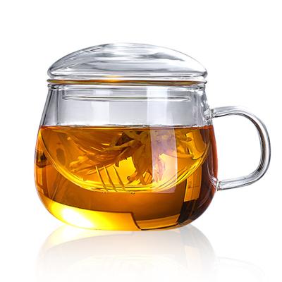 China Contemporary STOCK clear glass tea cup with infuser and glass lid for hot sale for sale