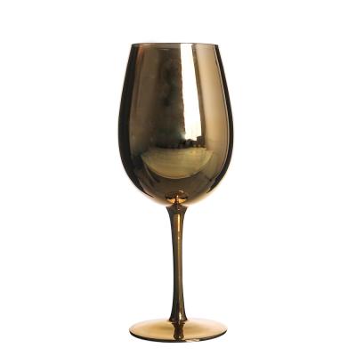 China New Classic/Postmodern Custom Handmade Plated Red-Rose Gold Wine Mirror Goblet Glass for sale