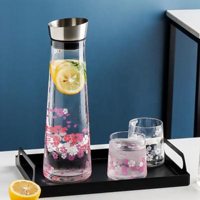 China WITH LID 1300ml Borosilicate Glass Carafe Water Pitcher With 304 sus Lid for sale