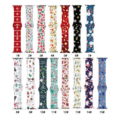 China Christmas 2020 Colorful Printed Pattern BOORUI Printed Watch Bands For Apple Watch Band Durable Silicone For iwatch Replacement Band for sale