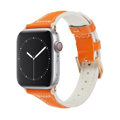 China Slim High Quality Candy Color BOORUI Watch Strap Leather Band For Apple Watch Band Leather Luxury for sale