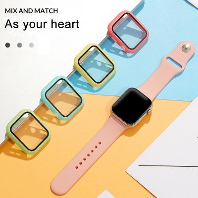 China With Tempered Glass Screen Protector BOORUI Glass Film Neon Cover For Apple Watch Case Screen Protector For Apple Watch Series 3/4/5/6 for sale