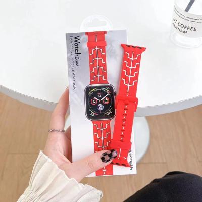 China Street Fashion Silicone Soft Watch Band For Apple 38/40/41mm 42/44/45/49mm Silicone Watchband For Apple Watch 8 With Nice Package for sale