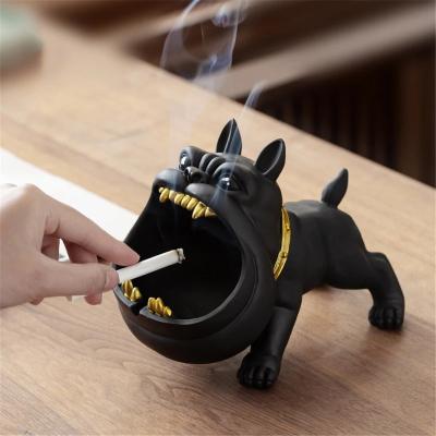 China Environmentally Friendly Crafts Animal Ceramic Living Room Dog Storage Box Large Capacity Bulldog Ashtray Dog Cartoon Office Home Ornaments Men's Gift for sale