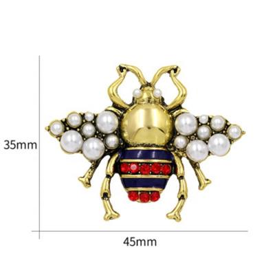 China Fashionable Rhinestone Women's Bee Brooch Personalized Insect Pearl Brooch Fashion Brooch Pin for sale