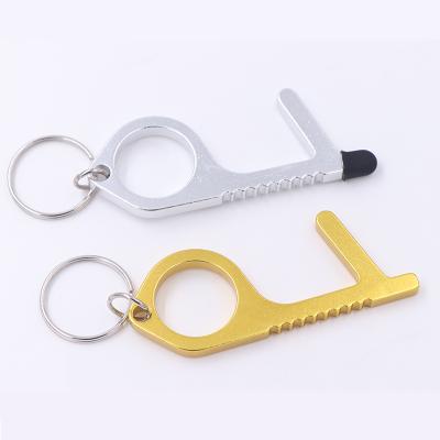 China DY233 Keys EDC Security Handfree Door Opener Contactless No Touch Hands Sanitary Free Metal Key Chain for sale