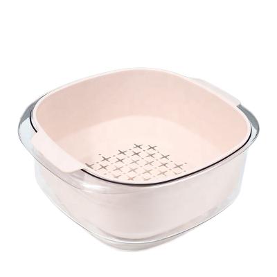 China Double-Row Multi-Function Drain Basket Plastic Material Fruit And Vegetable Kitchen Drain Storage Viable Basket for sale