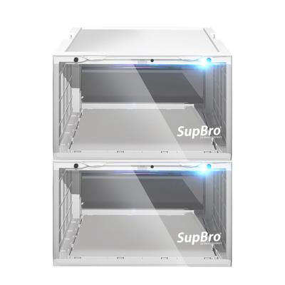 China DY238 SupBro Voice Operated Viable Open Side Open Stackable Shoes Storage Box LED Light Up Shoe Box With Led Light for sale