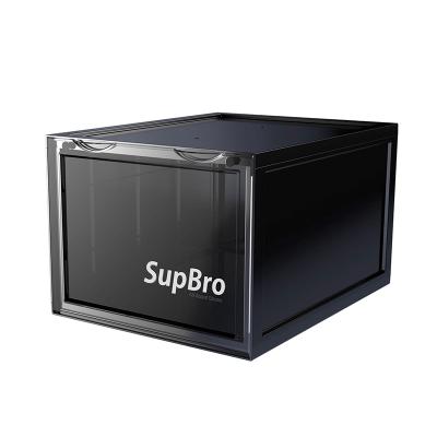 China Hot sell high end large black plastic shoe box dy152 workable with clear drop front door in Dymolding for sale