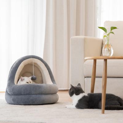 China Sustainable Cozy Soft Heat Pet Keeping Warm Cozy Cat Felt House Bed for sale