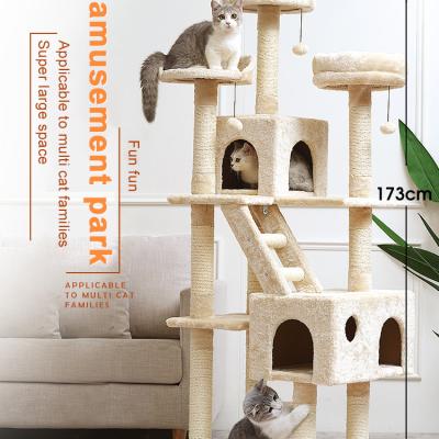 China New Type Viable Large Cat Tree House Cat Climbing Wooden Frame Cat Tree With Nest for sale