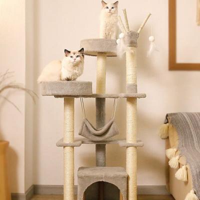 China Viable Seasons Cat Tree House Cat Climbing Large Cat Tree With Hammock Cute Frame for sale