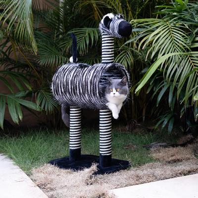 China Sustainable Zebra Housing Climbing Designer Luxurious Modern Cheap Cute Small Large Cat Tree for sale