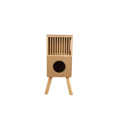 China New Design Sustainable Cozy House Small Cat Tree Wood For Cats Wooden Animal Houses for sale