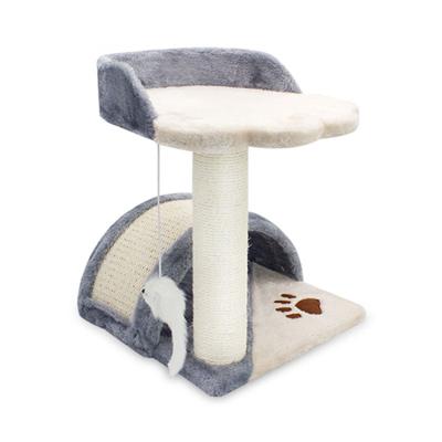 China Sustainable Soft Short Plush Sisal Modern Wood Scratcher Cat Tree House for sale