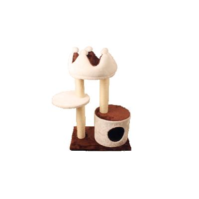 China Creative Sustainable Plush Cat Toy Sisal Big Climbing Pet Playground Wooden Cat Tree House for sale