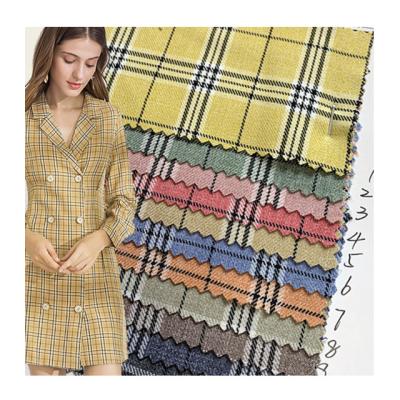 China Double Faced 95% Polyester 5% Spandex TR Yarn Dyed Plaid Stretch Plaid Suit Fabric Spring and Summer Women's Dress for sale