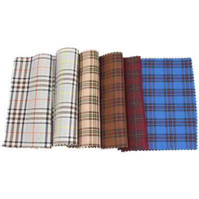 China Shrink-Resistant Blue Plaid Polyester Elastic Weft Fabric for School Uniforms and Home Textiles for sale