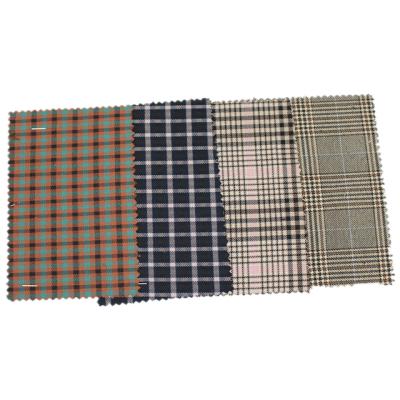 China Weft woven 100% stretch fabric Shrink-resistant plaid polyester spandex for clothes, coats, shirts, shoes, bags, etc. for sale