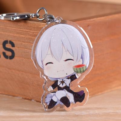 China Custom Plastic Clear Acrylic White Round Custom Printed Plastic Charms Anime Silicon Custom Resin Key Chain for sale