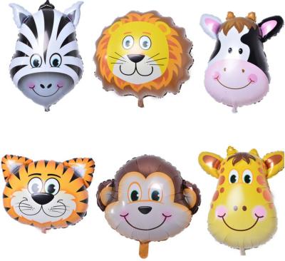 China Fashion Mini Fashion Head Animal Foil Balloons Happy Birthday Party Decoration Kids Party Supplies Balloons for sale