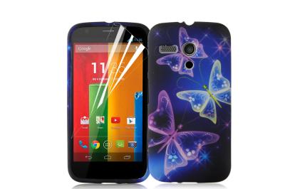 China Anti - Scratches Blue Butterfly Printed TPU Cell Phone Case For Motorola Moto G for sale