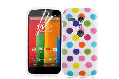 China Colorful Polka Dots Soft TPU Gel Motorola Moto G Case with Free Screen Protector for sale