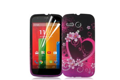 China Customized Pink Lover Heart TPU Cell Phone Case , Motorola Moto G Cover for sale