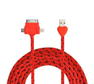 China 3 In1 Lightning Micro USB Charging Cables For Iphone 5 / 4g Samsung Sony LG for sale